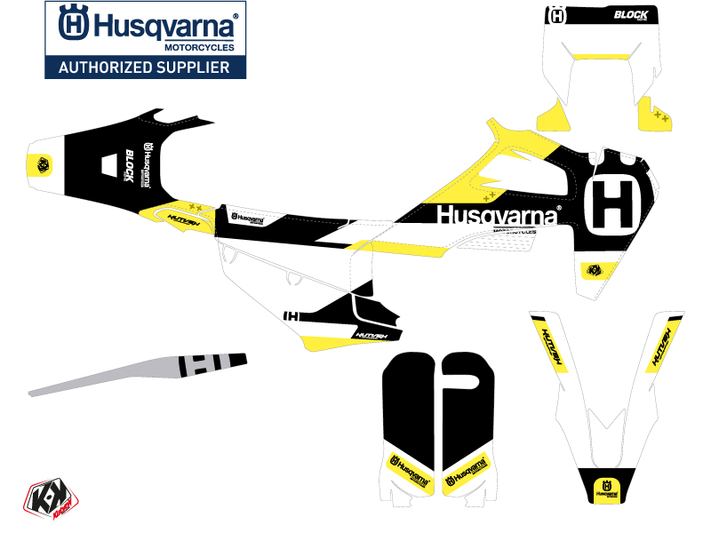 Kit décor moto cross Husqvarna 125 TE noir jaune - vue 2