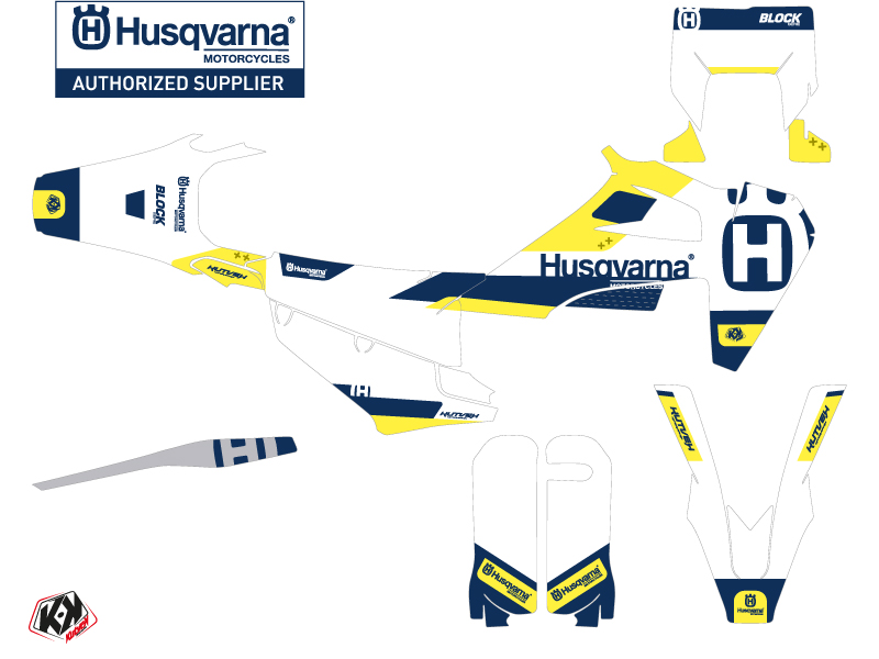 Kit plastiques déco Moto Cross Husqvarna 125 TE Bleu Jaune KUTVEK - vue 2