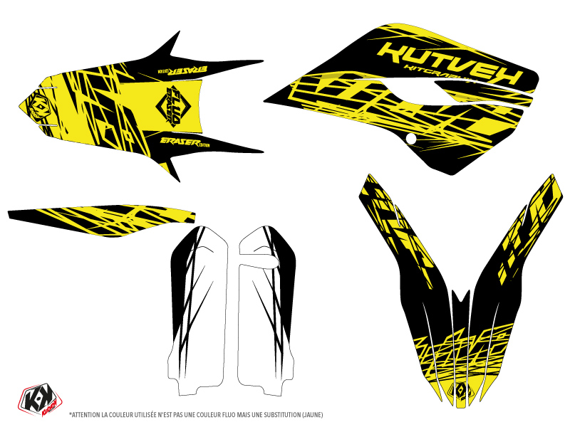 Kit déco moto cross Eraser Fluo Husqvarna TC 250 Jaune KUTVEK - vue 2