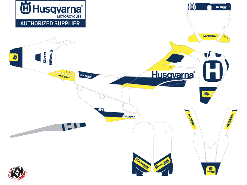 Kit de décoration Kutvek Husqvarna 250 TE bloc bleu jaune - vue 2