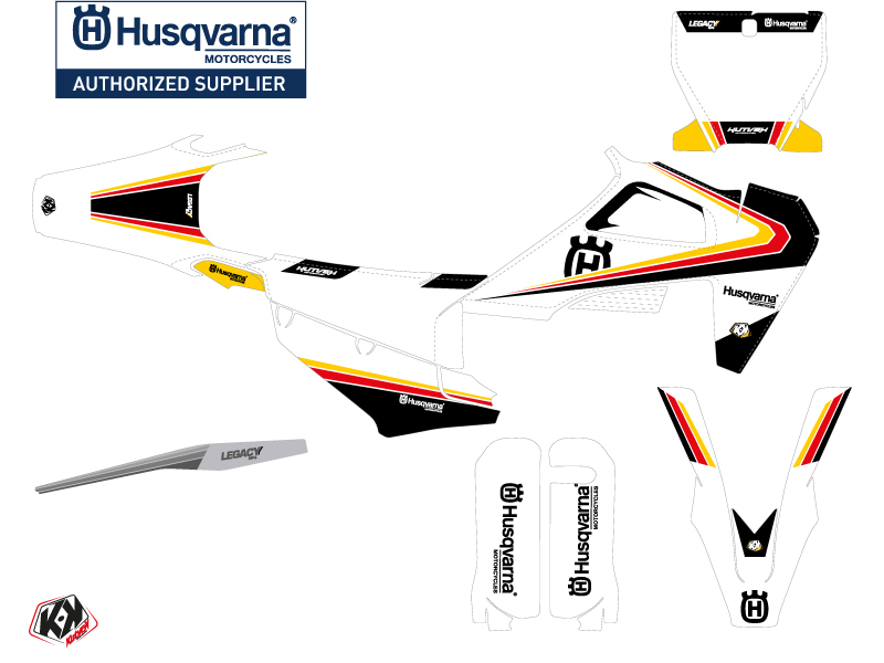 Kit décoration moto cross Legacy Husqvarna 250 TE noir jaune KUTVEK - vue 2