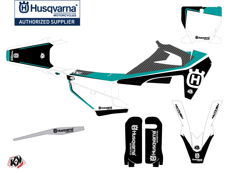 Kit plastiques déco Moto-Cross Legend Husqvarna 250 TE Turquoise - vue 2