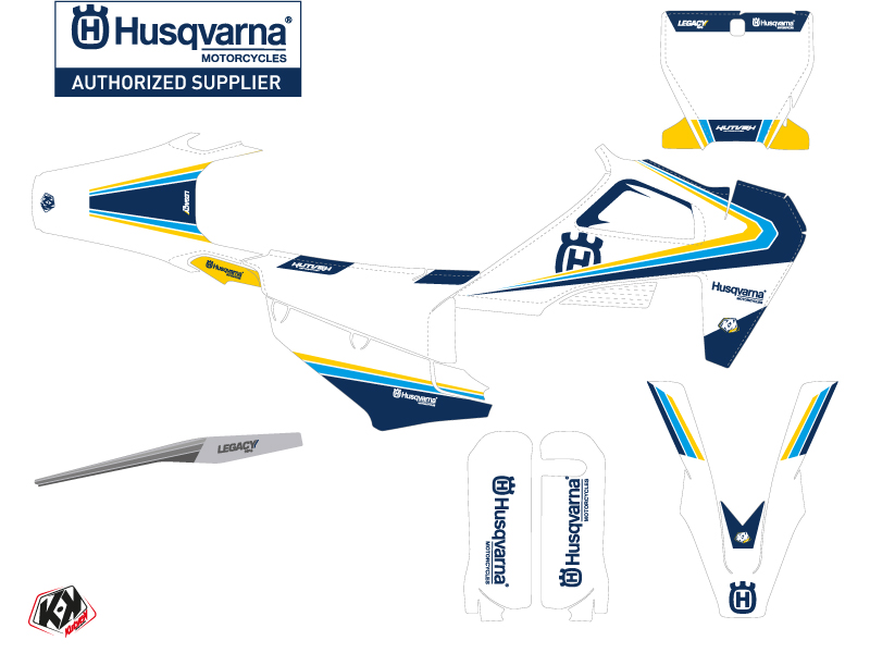 Kit plastiques Moto Cross Husqvarna 250 TE Legacy Bleu Jaune KUTVEK - vue 2