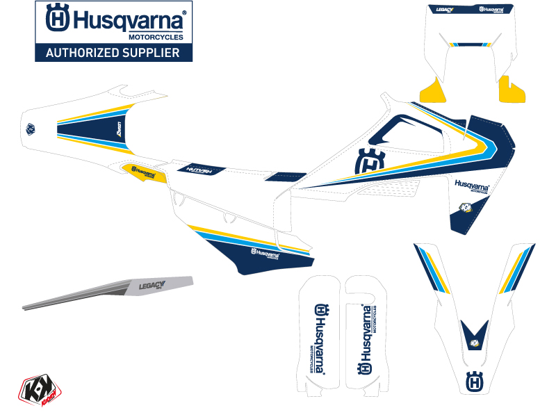 Kit décoration Moto Cross Legacy Husqvarna 300 TE Bleu Jaune KUTVEK - vue 2