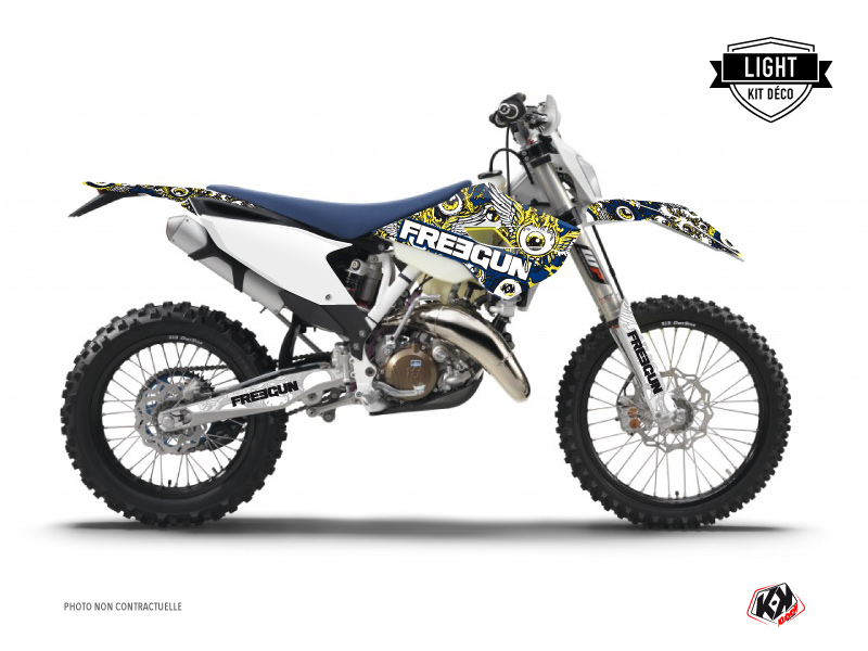 Kit Déco Moto Cross Freegun Eyed Husqvarna 250 FE Bleu Jaune