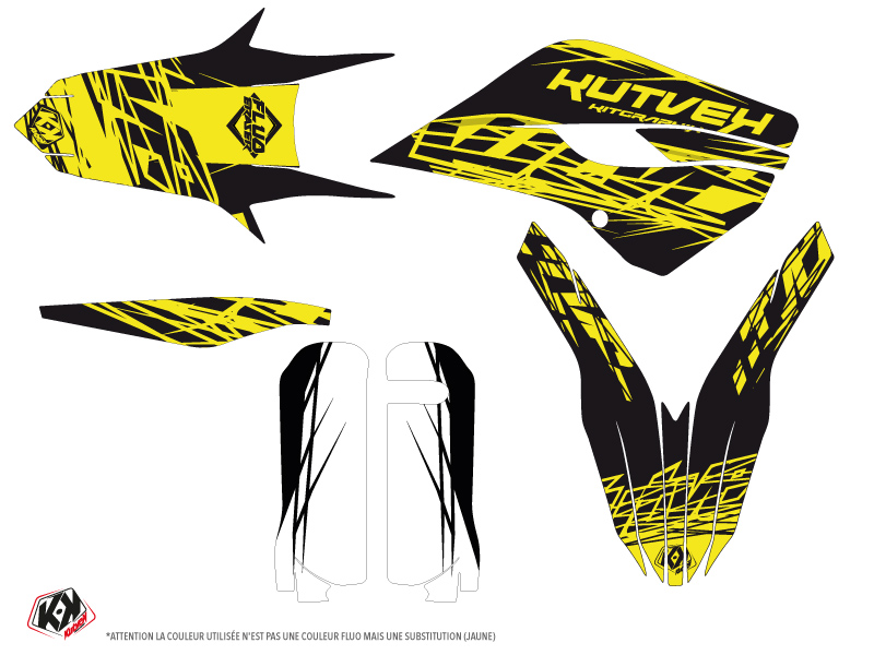 Kit plastiques Eraser Fluo Husqvarna 250 FE jaune - vue 2