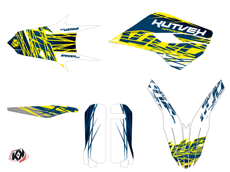 Kit décoration motocross Husqvarna 250 FE Eraser jaune bleu KUTVEK - vue 2