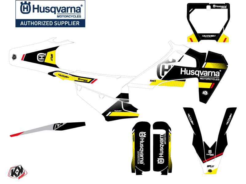Kit Déco Moto Cross Split Husqvarna 350 FE Noir Jaune KUTVEK - vue 2