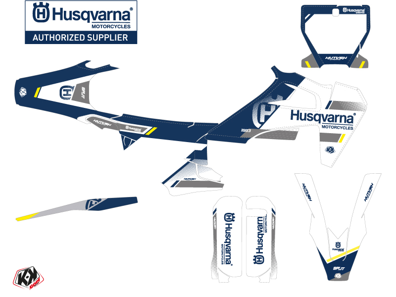 Kit Décoration Moto Cross Split Husqvarna 450 FE Blanc Bleu KUTVEK - vue 2