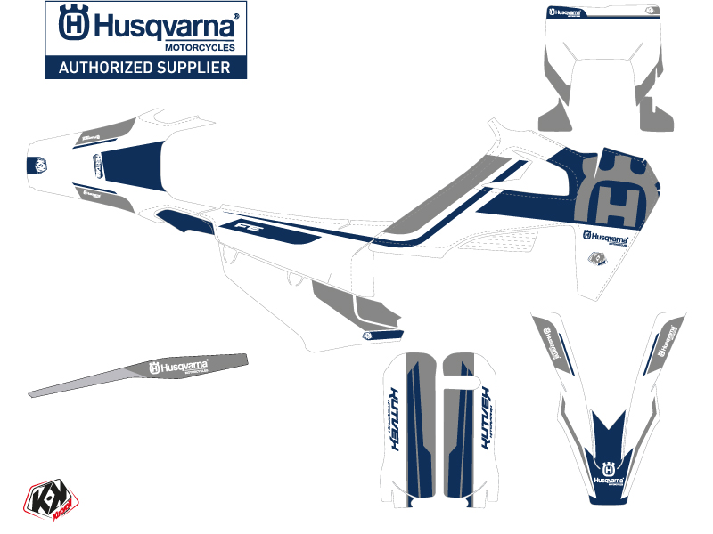 Kit Déco Moto Cross Heritage Husqvarna 450 FE Blanc Gris KUTVEK - vue 2