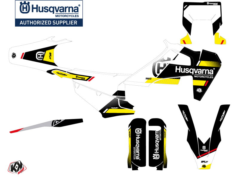 Kit décoration moto cross split Husqvarna 501 FE noir jaune KUTVEK - vue 2