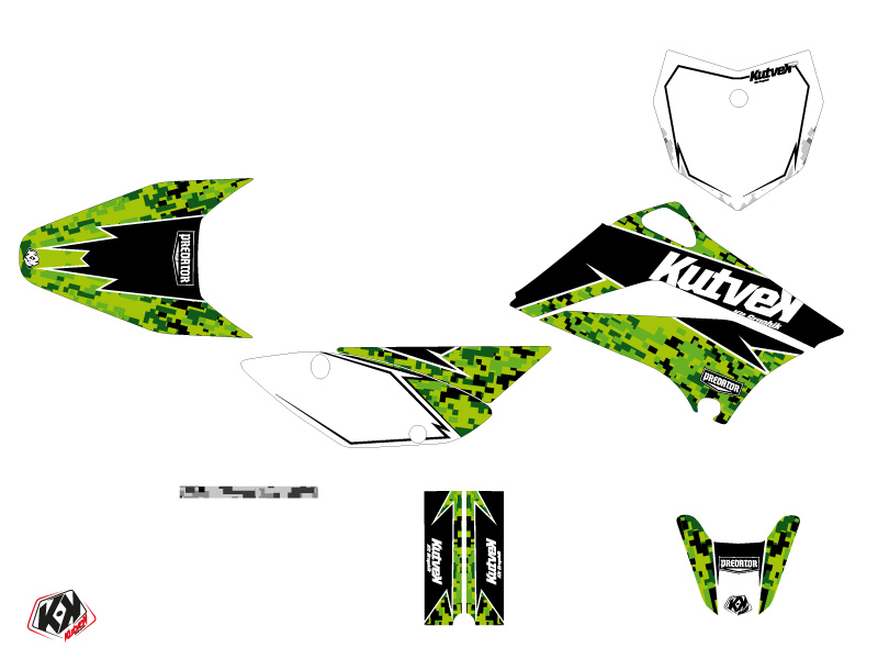 Kit décoration moto-cross Predator Kawasaki 110 KLX noir vert KUTVEK - vue 2