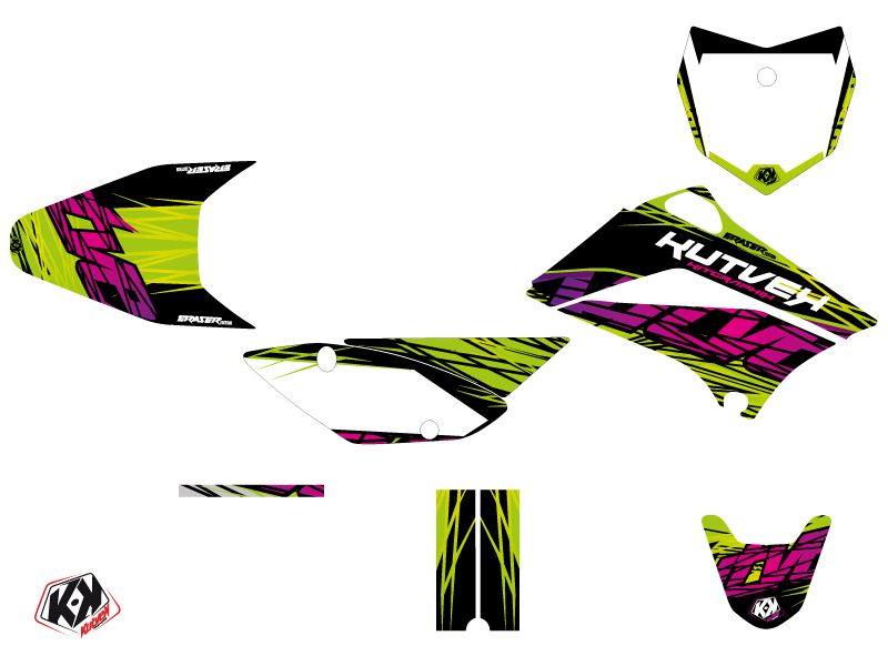 Kit de plastiques Moto Cross Eraser Kawasaki 110 KLX Vert KUTVEK - vue 2