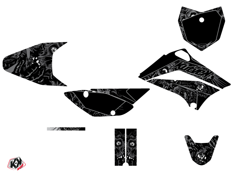 Kit Déco Moto Cross Zombies Dark Kawasaki 110 KLX Noir KUTVEK - vue 2