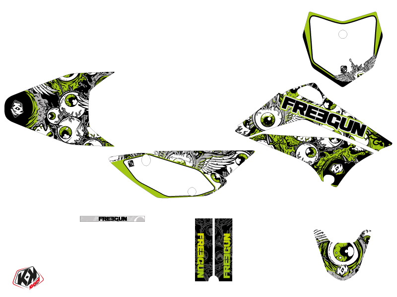 Kit Déco Moto Cross Freegun Eyed Kawasaki 110 KLX Vert - vue 2