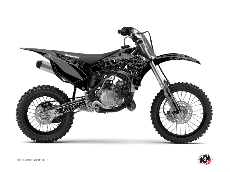 Kit Décoration Moto Cross Zombies Dark Kawasaki 110 KLX Noir KUTVEK