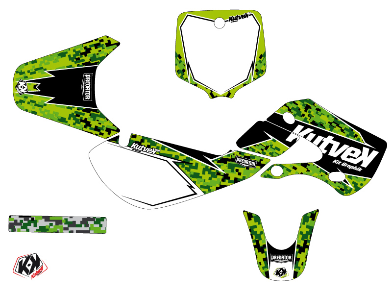 Kit de décoration Moto Cross Predator Kawasaki 65 KX Noir Vert KUTVEK - vue 2