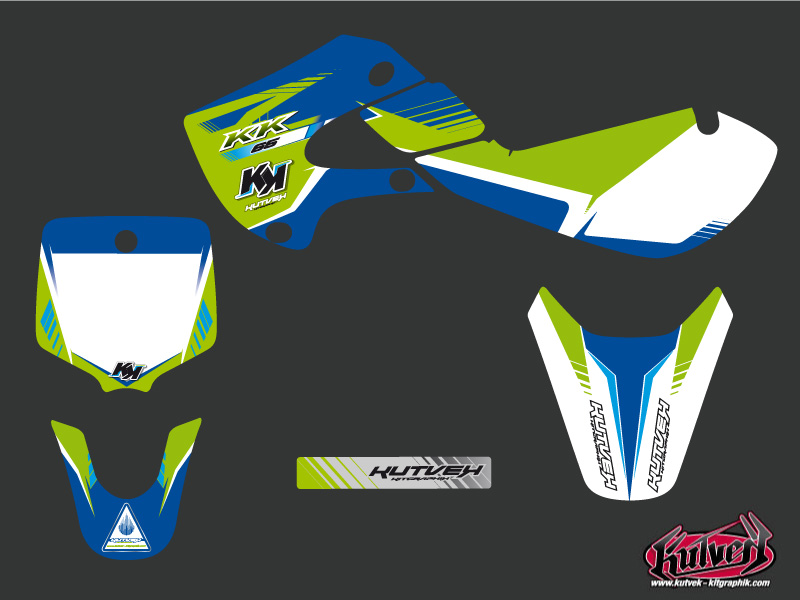 Kit plastiques déco Moto Cross Pulsar Kawasaki 65 KX Bleu KUTVEK - vue 2