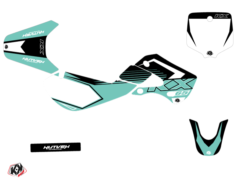 Kit Décoration Moto Cross Claw Kawasaki 65 KX Turquoise KUTVEK - vue 2