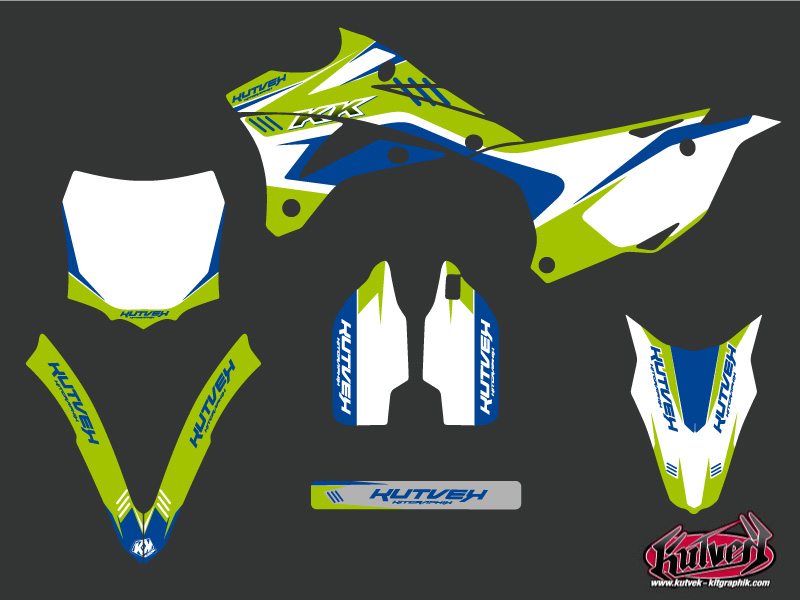 Kit Décoration Moto Cross Chrono Kawasaki 85 KX Bleu KUTVEK - vue 2