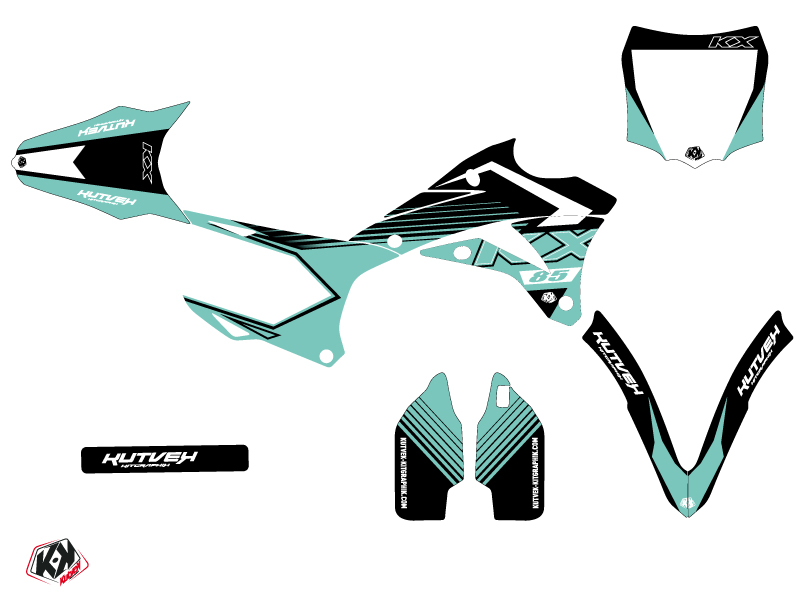 Kit Décoration Moto Cross Claw Kawasaki 85 KX Turquoise KUTVEK - vue 2