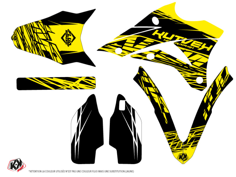 Kit Décoration Moto Cross Eraser Fluo Kawasaki 85 KX Jaune KUTVEK - vue 2