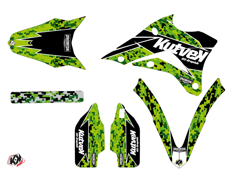 Kit Déco Moto Cross Predator Kawasaki 85 KX Noir Vert KUTVEK - vue 2