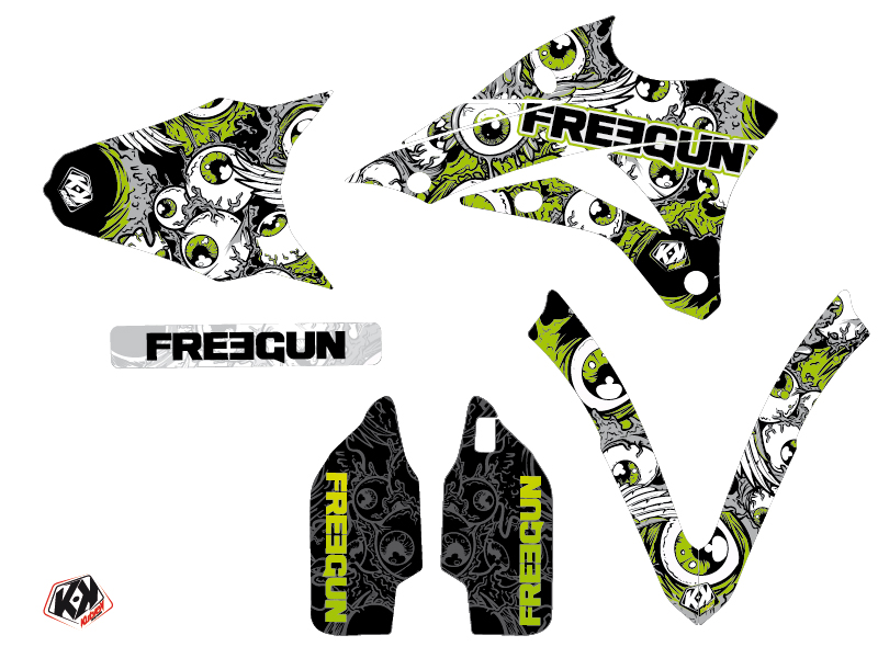 Kit Décoration Moto Cross Freegun Eyed Kawasaki 85 KX Vert - vue 2