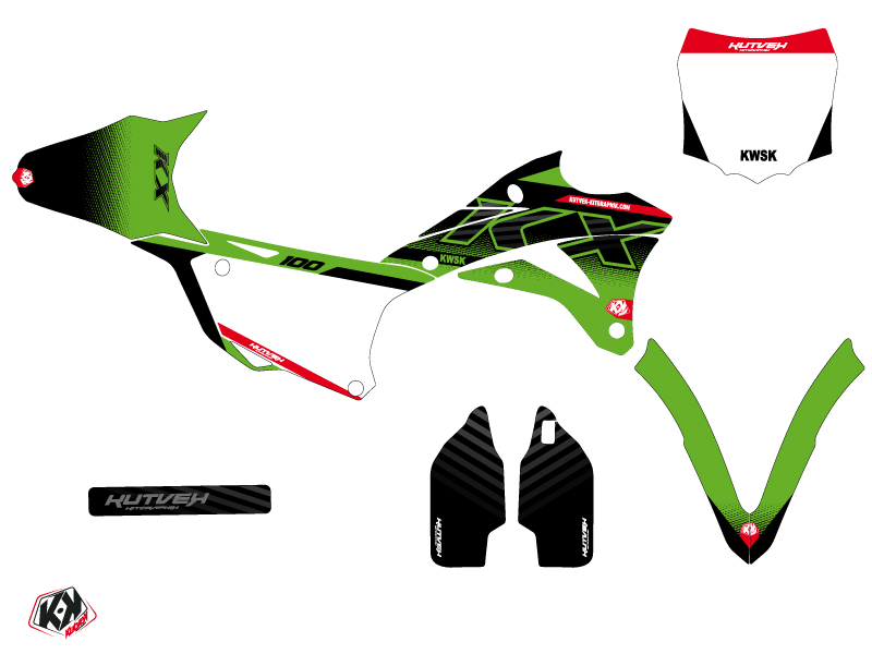 Kit plastiques Kawasaki KX 100 Vert KUTVEK - vue 2