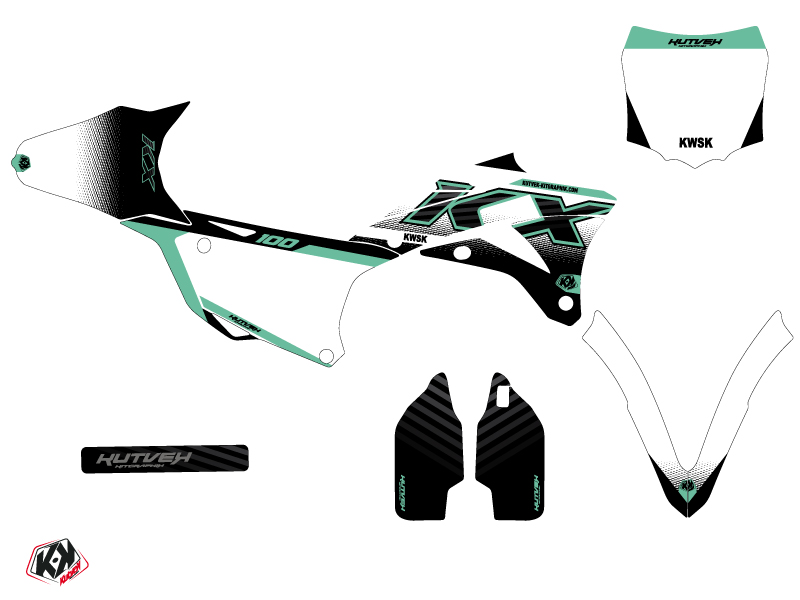 Kit Déco Moto Cross Live Kawasaki 100 KX Turquoise KUTVEK - vue 2