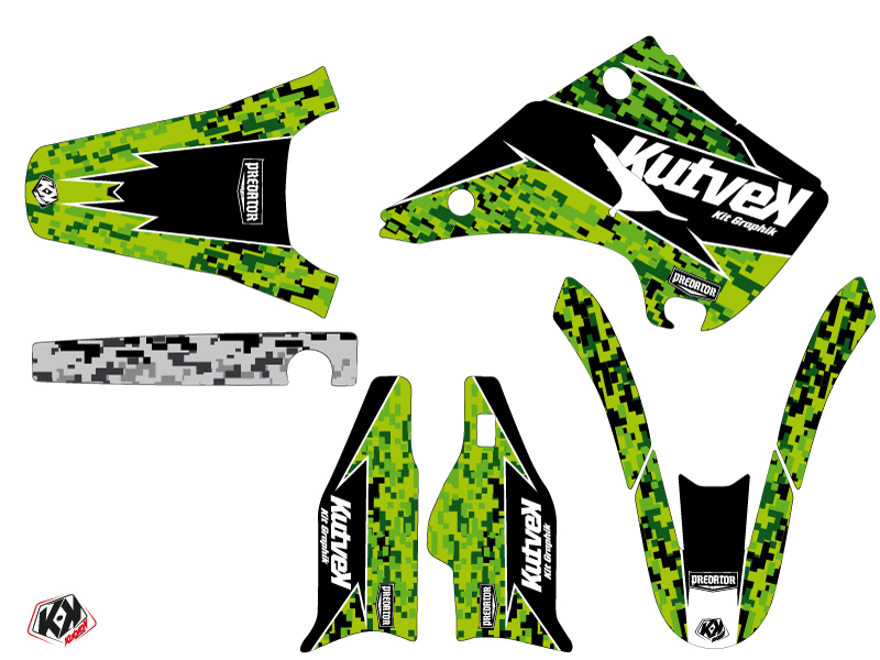 Kit plastiques Deco Moto Cross Predator Kawasaki 125 KX Noir Vert KUTVEK - vue 2