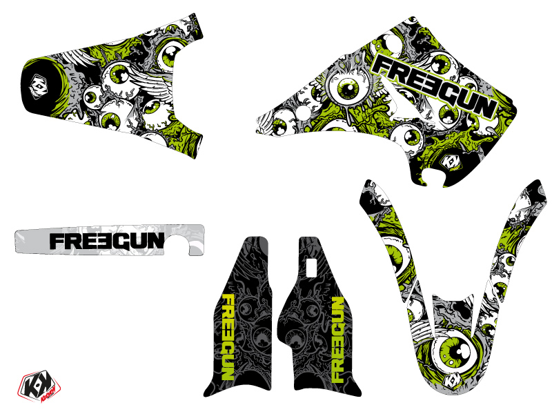 Kit Décoration Moto Cross Freegun Eyed Kawasaki 125 KX Vert Light - vue 2