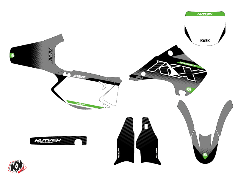 Kit Plastiques Moto Cross KUTVEK Kawasaki 250 KX Gris - vue 2