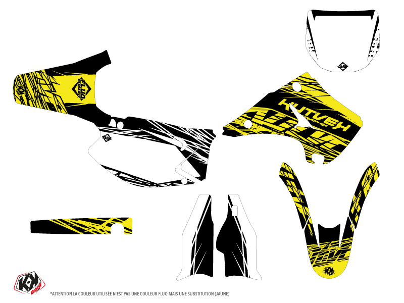 Kit plastiques Moto Cross Eraser Fluo Kawasaki 250 KX Jaune LIGHT - vue 2