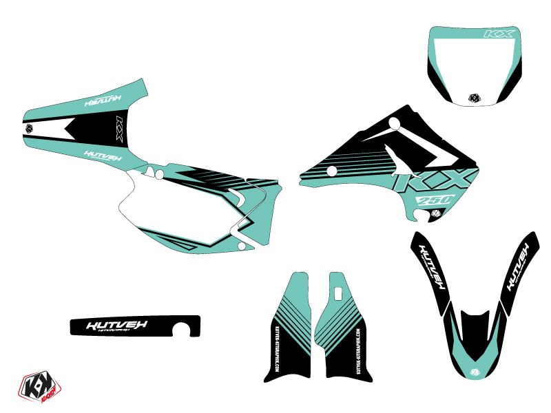 Kit Plastiques Moto Cross Claw Kawasaki 250 KX Turquoise KUTVEK - vue 2