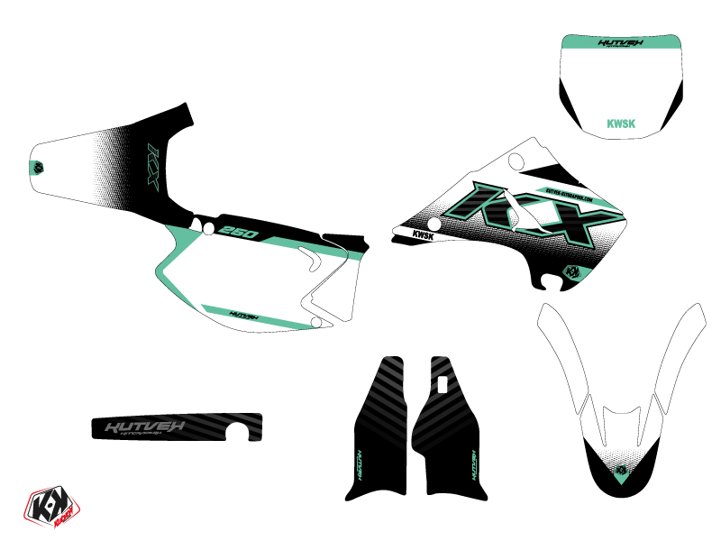 Kit décoration moto cross Kawasaki KX 250 turquoise - vue 2
