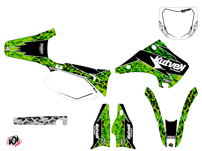 Kit Décoration Moto Cross Prédateur Kawasaki 250 KX Noir Vert LIGHT KUTVEK - vue 2