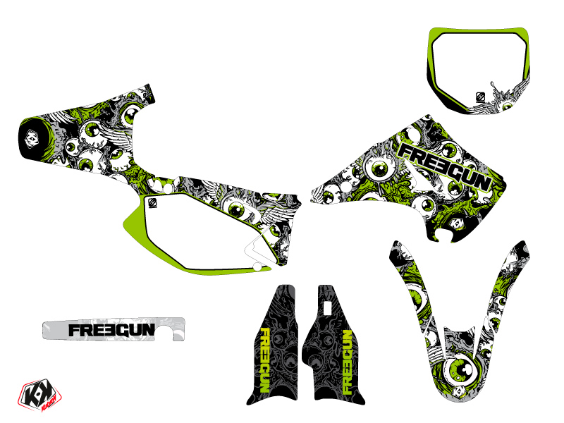 Kit décoration moto cross Freegun Eyed Kawasaki 250 KX Vert Light - vue 2