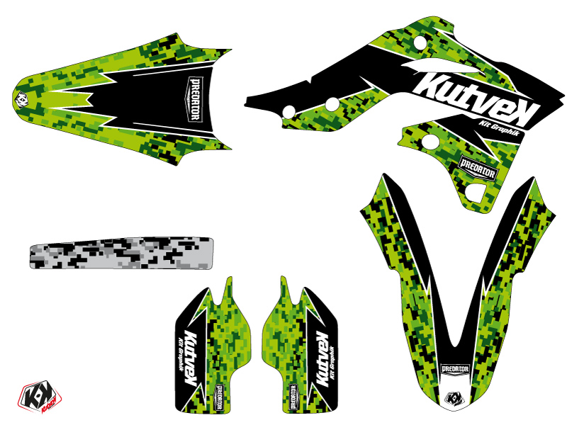 Kit Déco Moto Cross Predator Kawasaki 250 KXF Noir Vert KUTVEK - vue 2