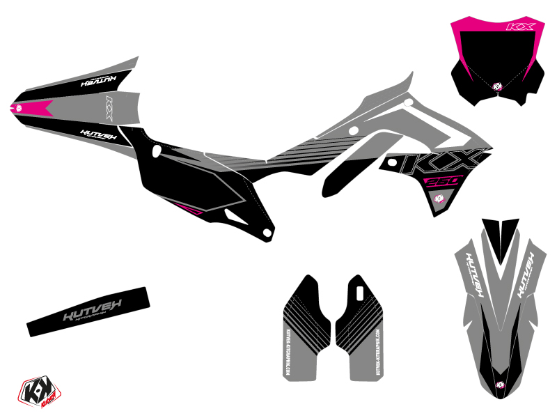 Kit Décoration Moto Cross Claw Kawasaki 250 KXF Gris KUTVEK - vue 2