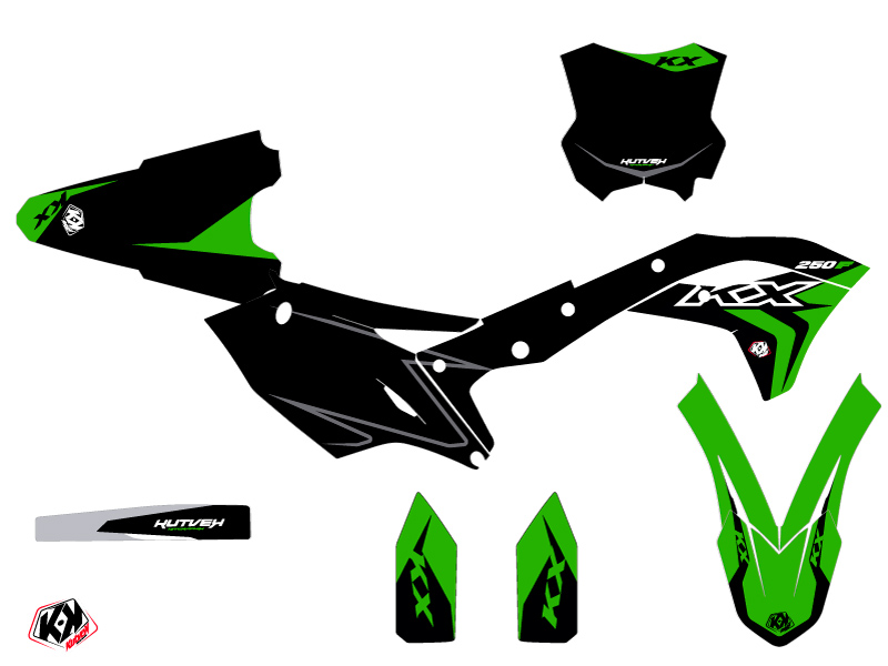 Kit Décoration Moto-cross Halftone Kawasaki 250 KXF Noir Vert KUTVEK - vue 2