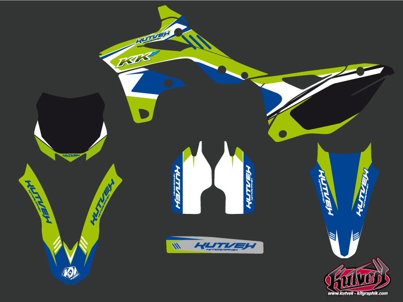 Kit Décoration Moto-cross Chrono Kawasaki 250 KXF Bleu KUTVEK - vue 2