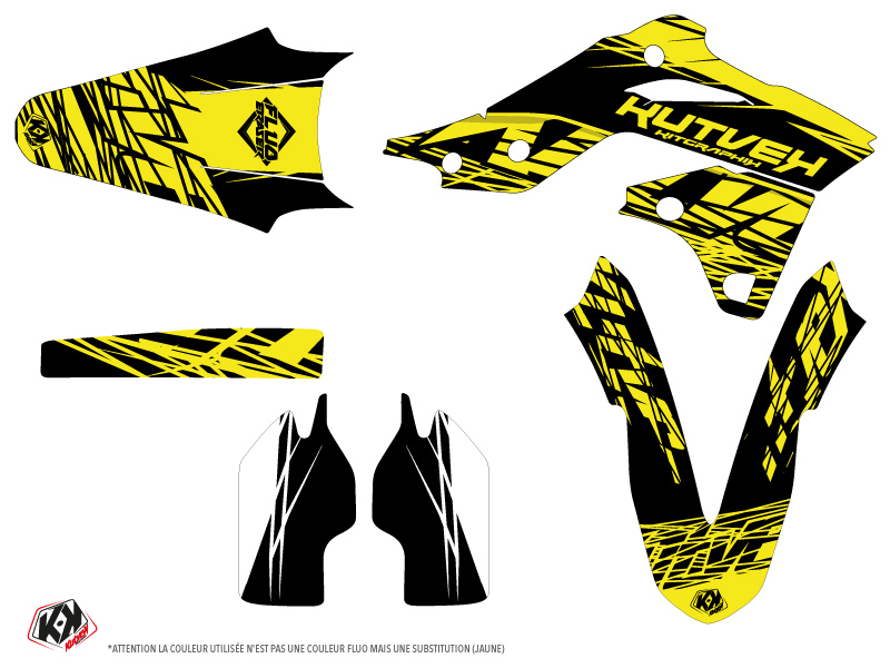 Kit Déco Moto Cross Eraser Fluo Kawasaki 250 KXF Jaune KUTVEK - vue 2