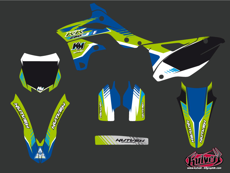 Kit Déco Moto Cross KUTVEK Kawasaki KXF 250 Bleu - vue 2