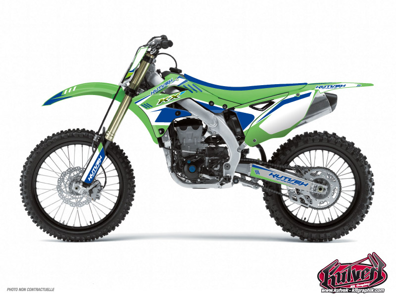 Kit Décoration Moto Cross Chrono Kawasaki 250 KXF Bleu KUTVEK