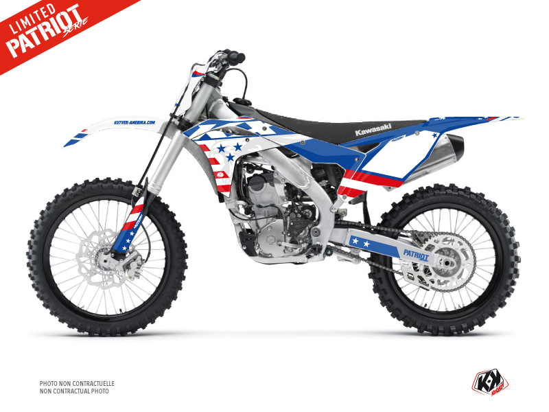 Kit Décoration Moto Cross Patriot Kawasaki 250 KXF Bleu KUTVEK