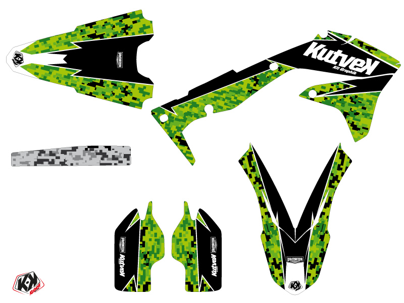 Kit Déco Moto Cross Predator Kawasaki 450 KXF Noir Vert KUTVEK - vue 2