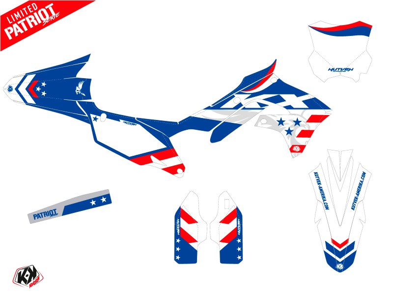 Kit décoration moto cross Patriot Kawasaki 450 KXF bleu KUTVEK - vue 2