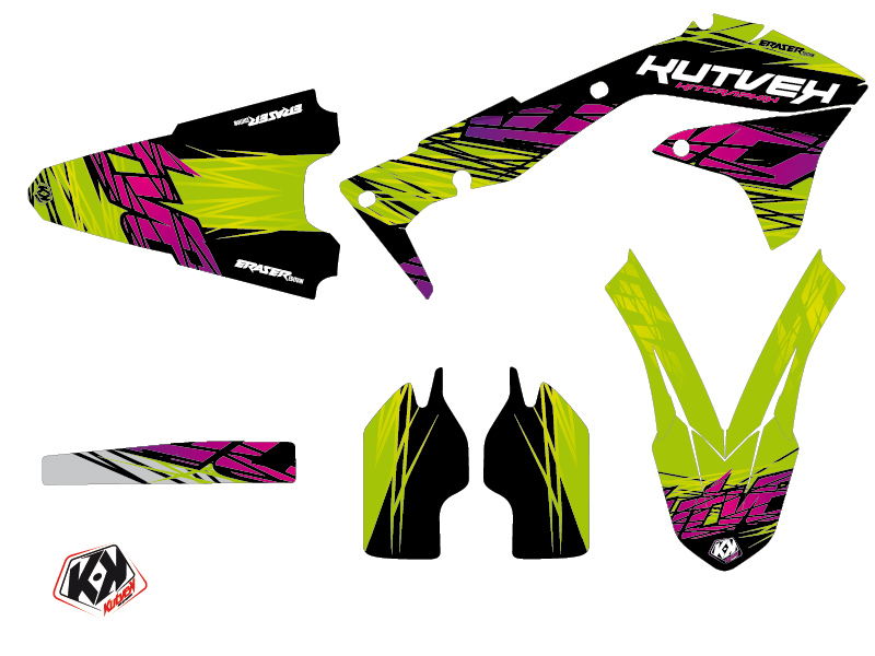 Kit plastiques Deco Moto Cross Eraser Kawasaki 450 KXF Vert KUTVEK - vue 2
