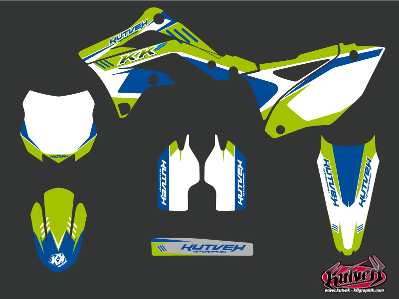 Kit Plastiques Moto Cross Chrono Kawasaki 450 KXF Bleu KUTVEK - vue 2